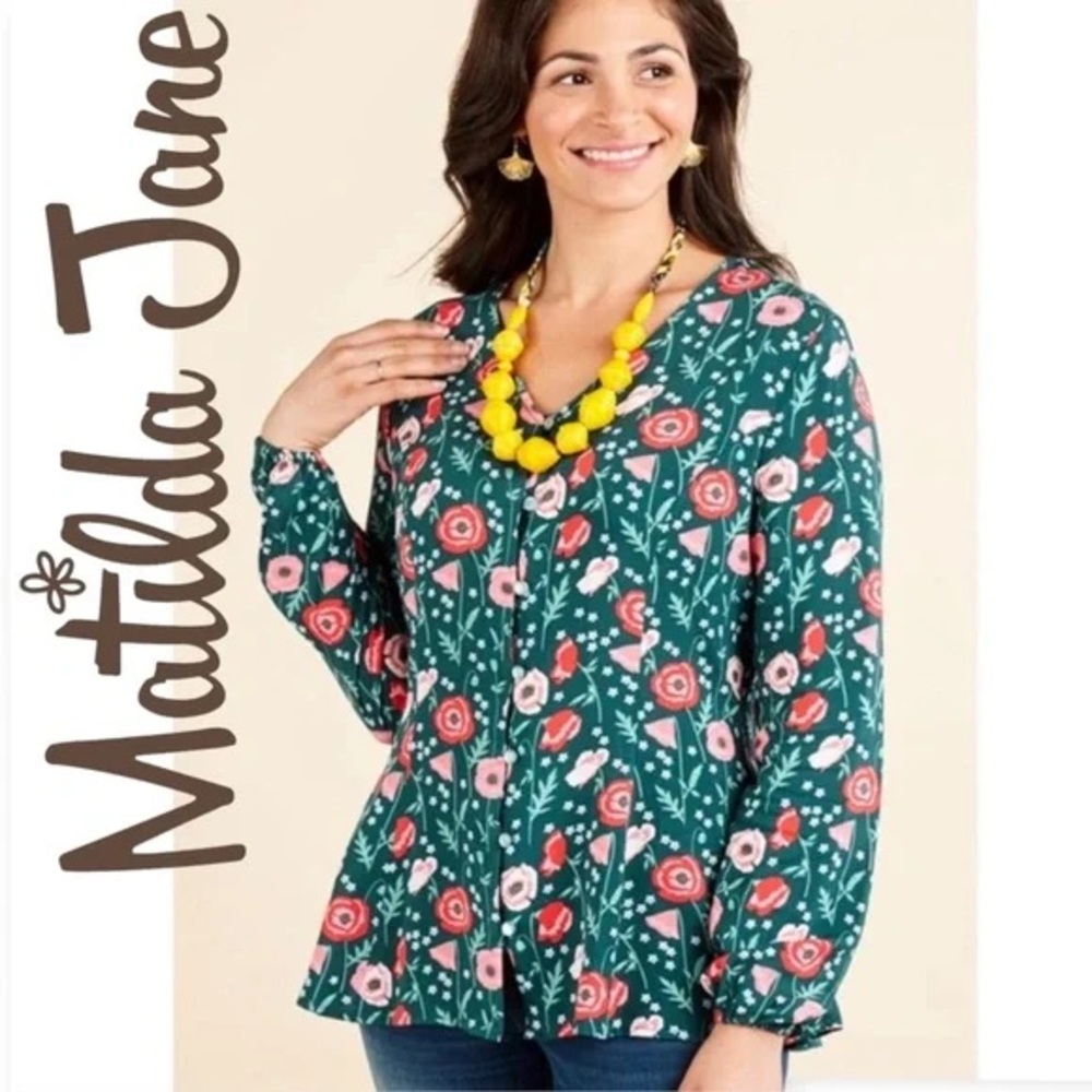 MATILDA JANE ☆ Women's "Yesteryear" Tunic ☆ Floral Poppy Top